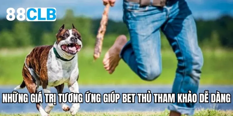 Những giá trị tương ứng giúp bet thủ tham khảo dễ dàng