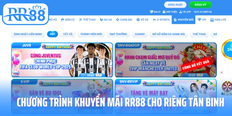 Chương trình khuyến mãi RR88 cho riêng tân binh